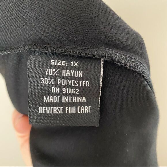 Poetic Justice Leggings Janet Curvy Fit Peekaboo Lace Ponte Casual Black Neutral - Picture 7 of 9